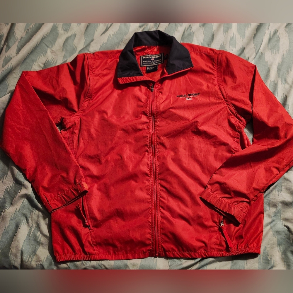 VTG 90's Polo‎ Sport Ralph Lauren Red Windbreaker Men's Size Small Lightweight